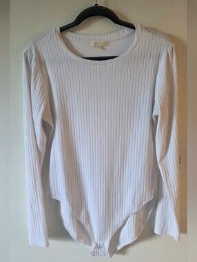 Ultra Flirt White Ribbed Long Sleeve Bodysuit
